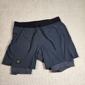 Wolaco Way Of Life Mens 2-in-1 Athletic Shorts Charcoal Gray Size M Compression